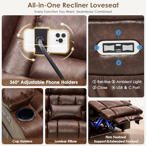 Redlife Power Loveseat Recliner Sofa - Image 5