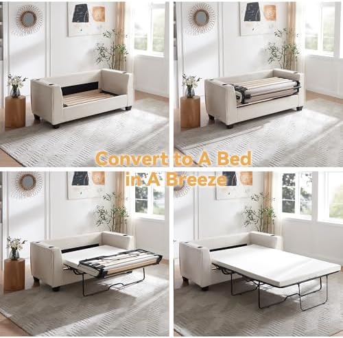 Brelice Pull Out Sofa Bed, Sleeper Sofa Couch, 2-in-1 Convertible Chenille - Image 6