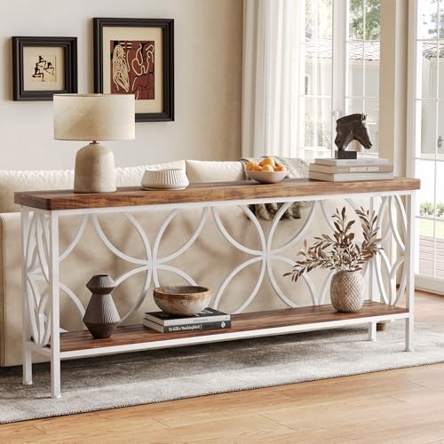 LITTLE TREE Sofa Table, 70.9 Inch Industrial Behind Couch Table - Image 4
