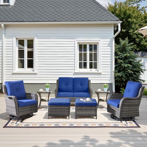 Belord 7 Piece Wicker Patio Furniture Set, Outdoor Swivel Rocker Chairs Set of 2 by Belord