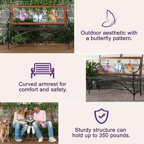 39.7" Outdoor Bench, Garden Bench, Patio Bench - Image 4