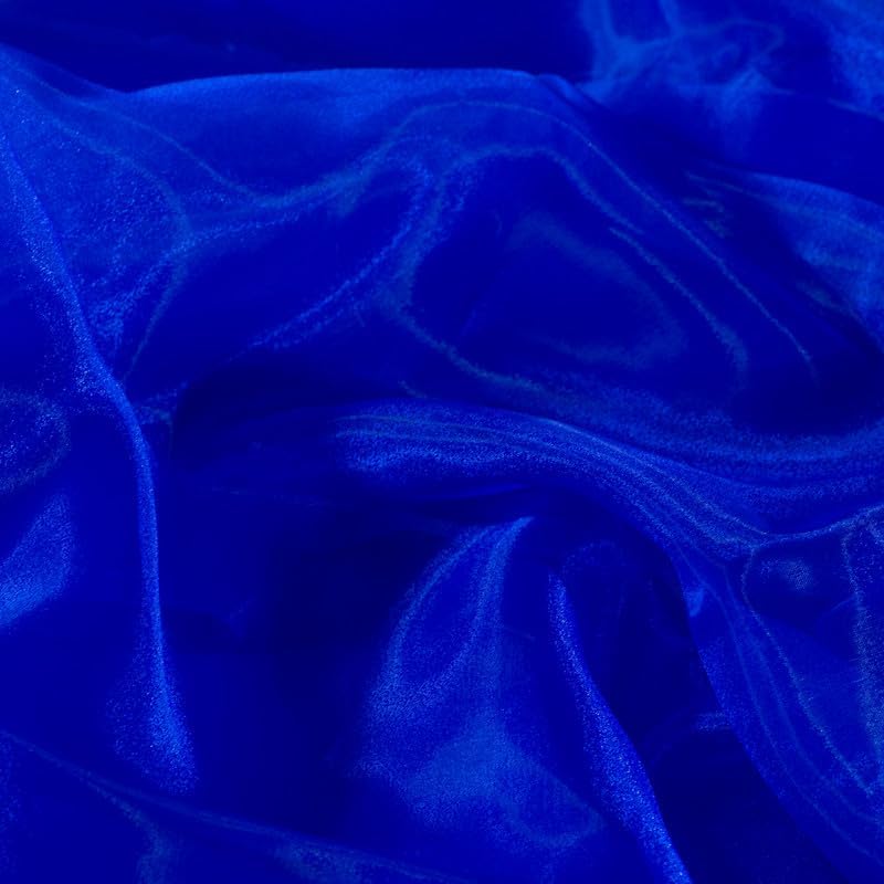 Fynite Royal Blue Organza Fabric by The Yard | 2 Yard Long | 44" Wide | Bridal Soft Sheer Organza Tulle for DIY Wedding Dress Fashion Craft Decorations