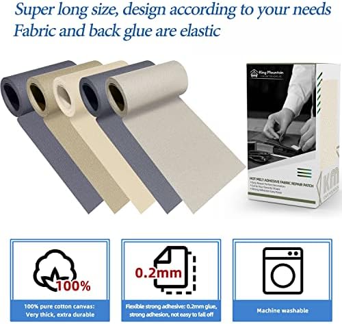 KING MOUNTAIN Canvas Iron on Patch, Waterproof 100% Cotton Fabric Repair Patch - Image 3