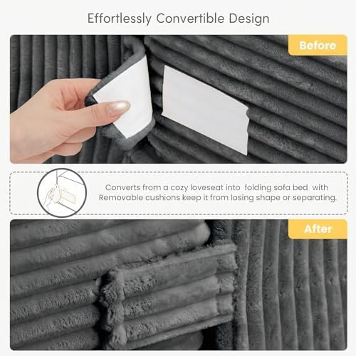 cidludto Boneless Couch Loveseat Sleeper, Convertible Sofa Bed Folding Couch - Image 4