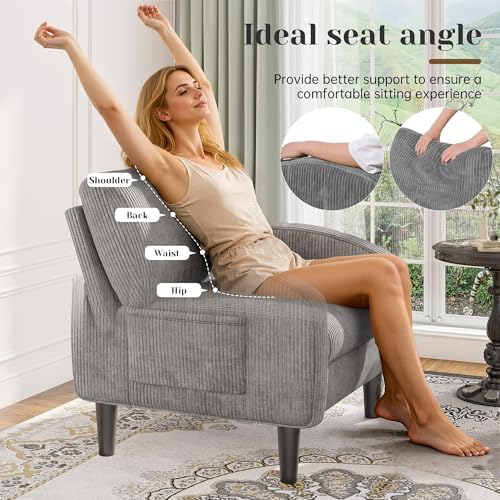 Homkdom Accent Chair with Side Pockets & Ergonomic Backrest - Image 4
