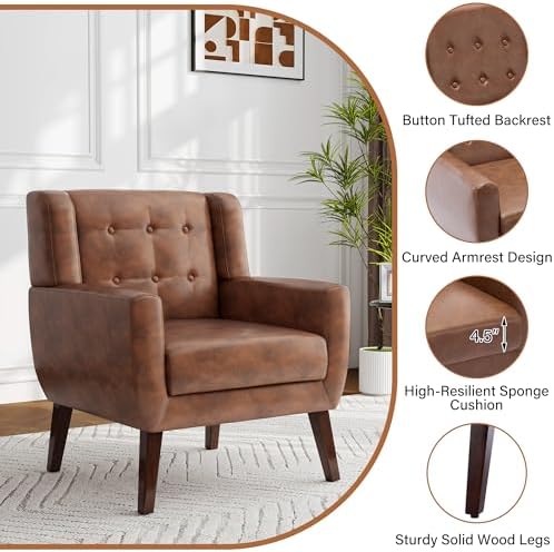 Accent Chair, Upholstered Armchair in PU Leather - Image 6