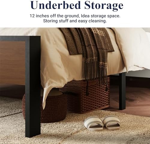 Allewie King Size Bed Frame, Heavy Duty 12 Metal Slats Support - Image 5