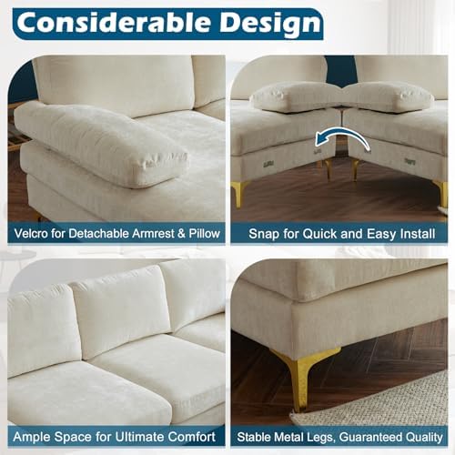 VINGLI 110" Large U-Shape Sectional Sofa Couch - Image 4