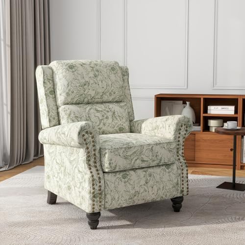 Rococo Pushback Recliner Chair, Fabric Overstuffed Armchair - Image 3