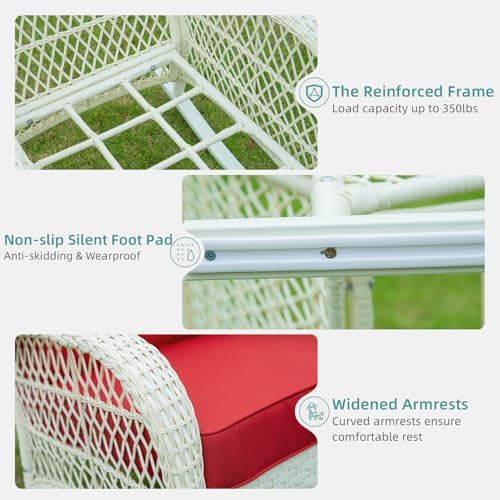 MEETWARM 3 Pieces Patio Conversation Set, Rattan Outdoor Rocking Patio Bistro - Image 5