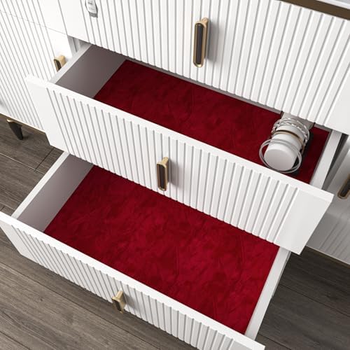 Decotalk 2ft X 16ft Dark Red Velvet Wallpaper Peel and Stick Soft Felt - Image 2