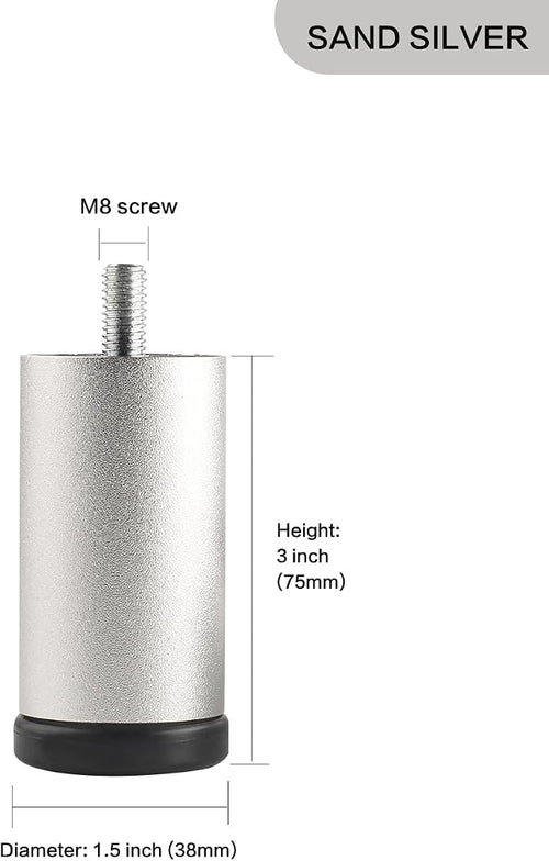 4 Pack Bed Support Legs 3 Inch Silver Furniture Cabinet Metal Legs Replacement - Image 2
