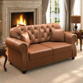 63'' Faux Leather Chesterfield Loveseat Sofa by SmartEdge