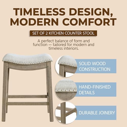 ROME + OAK Parker 26" Backless Saddle Stool, Reclaimed Oak - Image 3