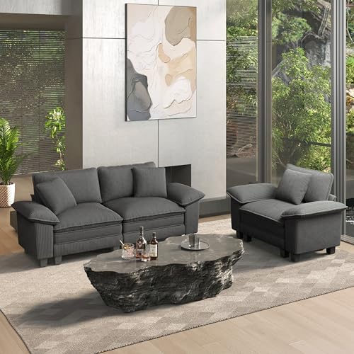HERA'S HOUSE 2 Pieces Modular Loveseat Couch and Chair Set Setional Sofa by HERASHOUSE