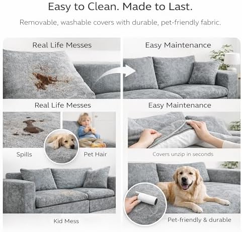 108'' Oversized Modular Sectional Sofa, Deep-Seat Cloud Couch - Image 7