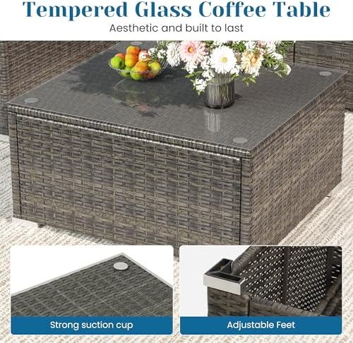 5 Pieces Outdoor Patio Furniture Set, Patio Sectional Furniture Set, - Image 5