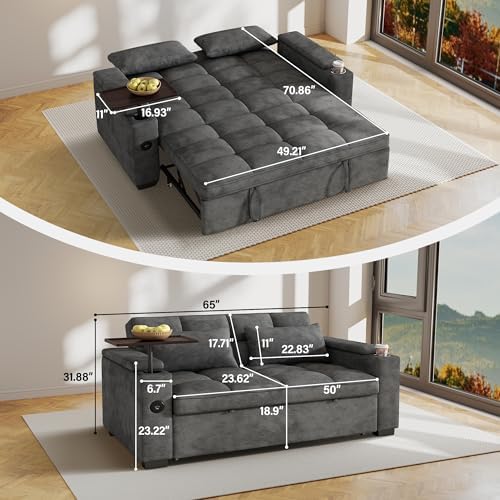 65'' Sleeper Sofa Pull Out Couches - Image 3