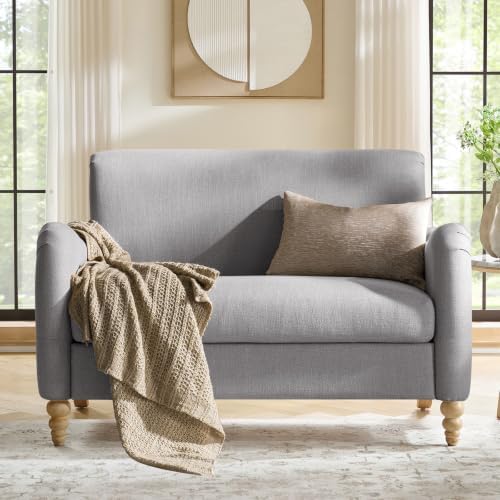 HULALA HOME 50.5" Farmhouse Loveseat Sofa, 2 Seater Sofa, Solid Grey by HULALAHOME