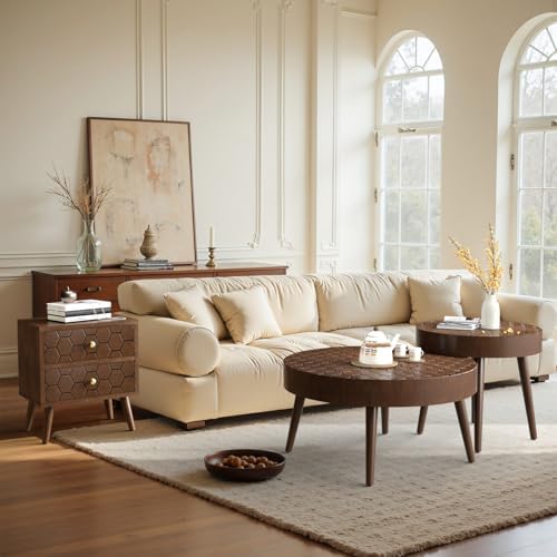 SUNBURY Coffee Table Set, Morden Round Coffee Table Set of 2, Livingroom Table - Image 3