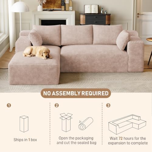 ONEMMLION 96" L-Shaped Cloud Boneless Couch Sofa - Image 6