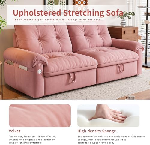 77" Queen Size Sofa Bed, Loveseat Sleeper Sofa - Image 5