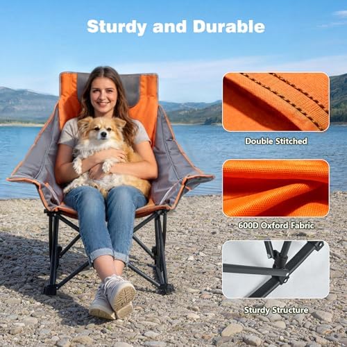 SUNNYFEEL Oversized Folding Rocking Camping Chair 2 Pack, 500lbs Orange - Image 5