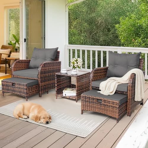 5 Pieces Wicker Outdoor Patio Chairs - Image 2