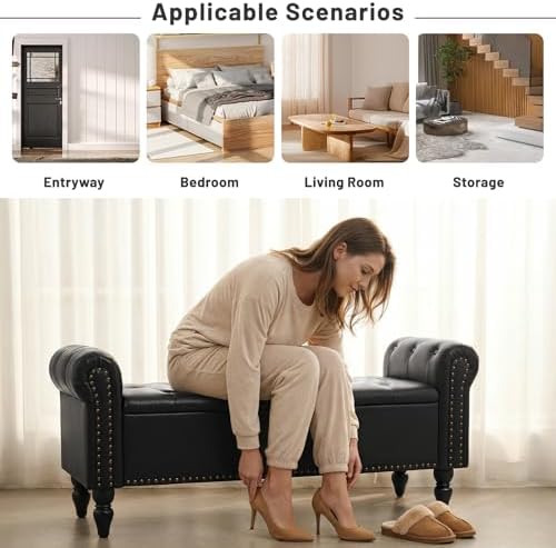 Furniliving 51” End of Bed Bench, Bedroom Bench - Image 4