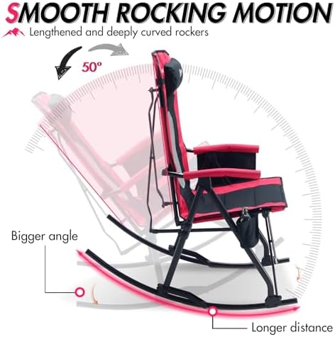 Portal Oversized Folding Rocking Camping Chair Portable 400 lbs Pink - Image 4