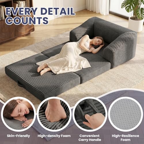 JUIKURY Convertible Sofa Bed, 3-in-1 Foldable Loveseat Couch - Image 4