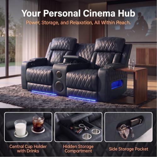 Electric Recliner Sofa, Leather Reclining Loveseat - Image 3