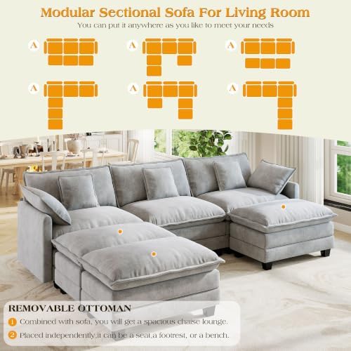 Hanherry Modular Sectional Sofa, Cloud Couch - Image 5