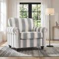 Striped Accent Chair, Comfy Reading Armchair, Light Grey by DREAMSIDEA
