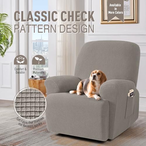 TAOCOCO Oversized Stretch Recliner Chair Covers 4 Piece, Pale Brown - Image 2