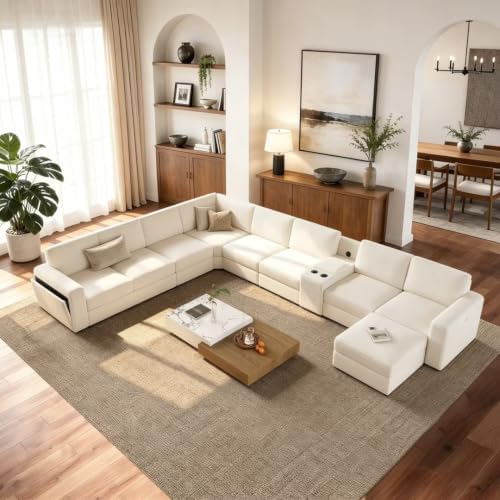 Vesgantti Modular 8-Seater Chenille L Shaped Sectional Sofa by Vesgantti