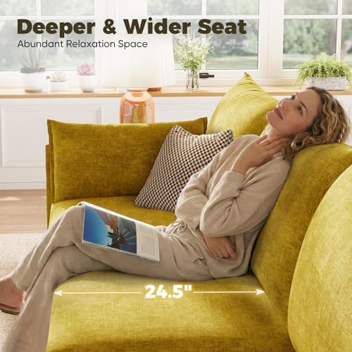 ABCASA Oversized Modular Sectional Sofa Yellow, L-Shaped Convertible Couch - Image 4