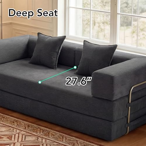 WEUP 5-in-1 Convertible Sofa Bed, Corduroy Floor Sofa Loveseat Sleeper - Image 5