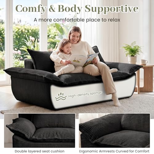JUIKURY 70" Convertible Corduroy Sofa Bed, Boneless Foldable Loveseat Sleeper - Image 7