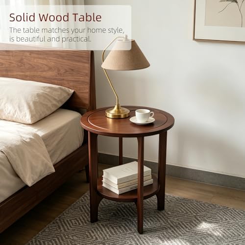Solid Wood Round Side Table for Living Room - Image 4