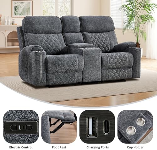 EBELLO Power Reclining Sofa Couch, Fabric Electric Recliner Loveseat Sofa - Image 3