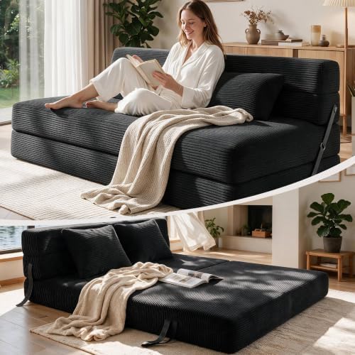 Convertible Sofa Bed, Loveseat Folding Floor Futon Sleeper Sofa Couch Bed by YITAHOME