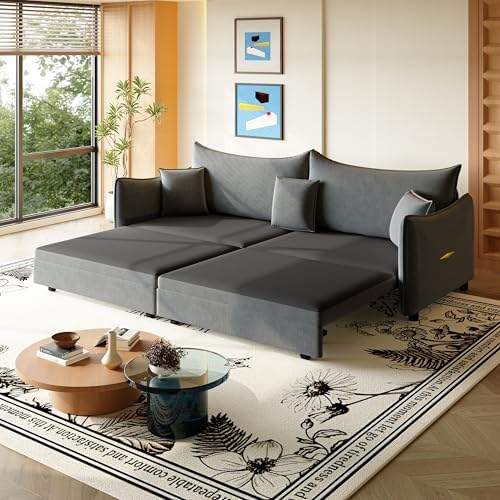 81.9" King Pull Out Sofa Bed, 3-in-1 Convertible Sleeper Sofa - Image 7