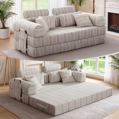 79" Memory Foam Sofa Bed, High Headrest Convertible Futon Boneless Couch by KSTNLUXQ