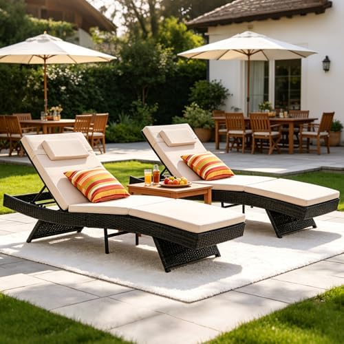 Sundale Outdoor Chaise Lounge Set of 2, Rattan Wicker Patio Lounge Chairs - Image 6