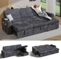 Sunny Heart 101" Plush Corduroy L Shaped Sectional Sleeper Sofa Bed by SunnyHeart