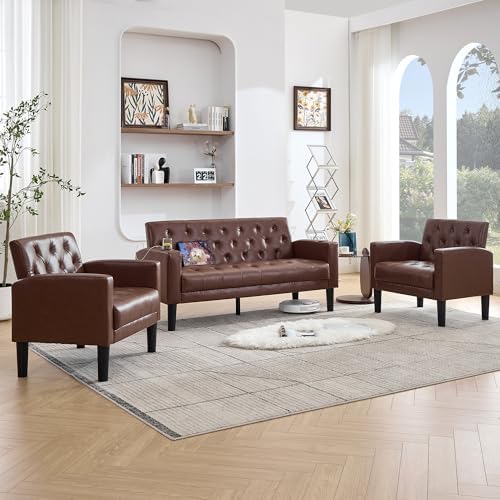 62'' Leather Loveseat Sofa Set - Image 3