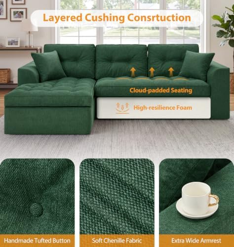 Hobestluk 105'' Boneless Couch Modular Sectional Sofa - Image 5