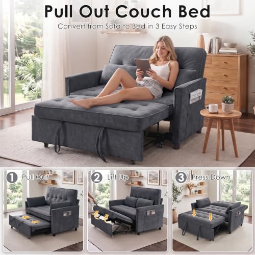 54" Loveseat Sleeper Sofa Bed, Convertible Pull Out Couch - Image 5