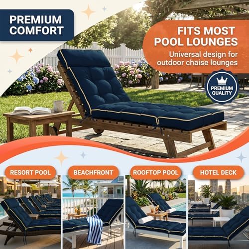 MAGIC ELEPHANT Chaise Lounge Cushion Outdoor, Memory Foam Replacement Patio - Image 7